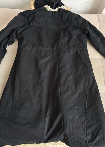 Siyah Uzun Kadın Mont - Görsel 3