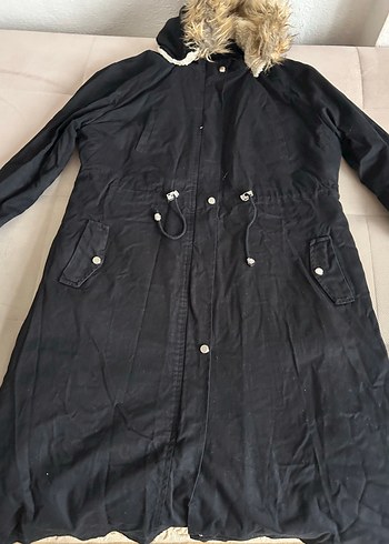 Siyah Uzun Kadın Mont - Görsel 2