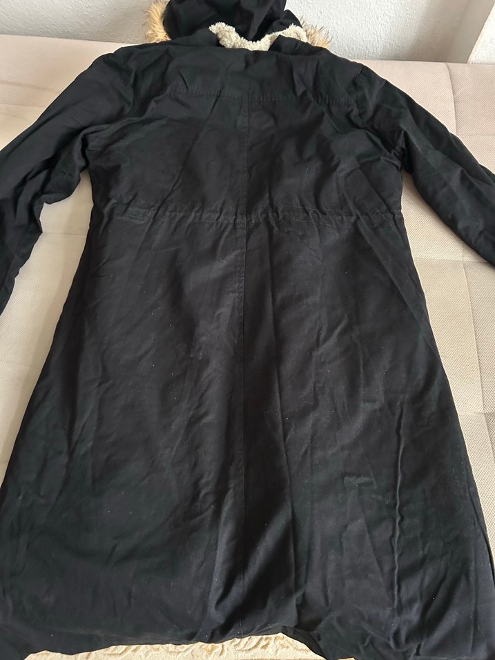 Siyah Uzun Kadın Mont - Görsel 3