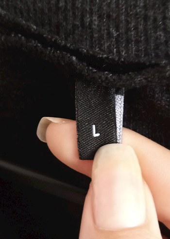 l Beden siyah Renk Yarım Fermuarlı Siyah Yün Sweatshirt