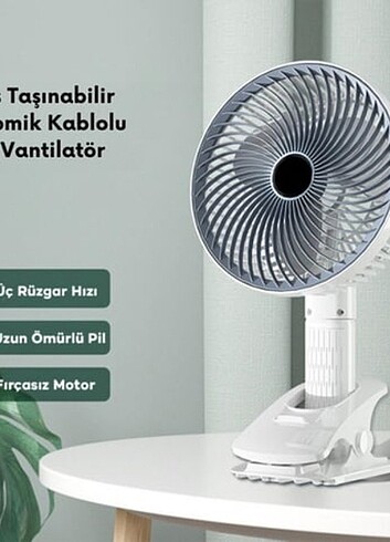 Pratik Şarjlı Klipsli Masa Fan - Görsel 2