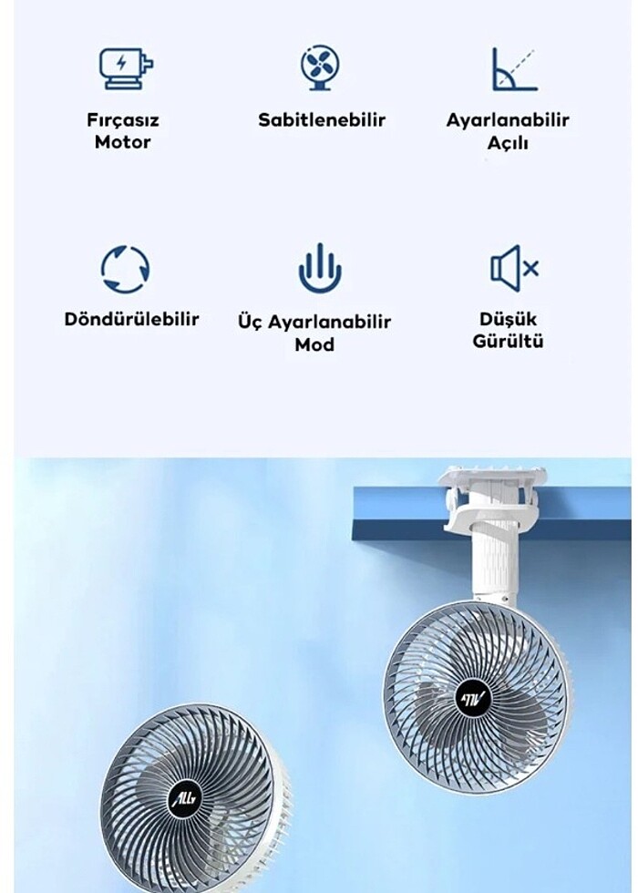 Pratik Şarjlı Klipsli Masa Fan - Görsel 4