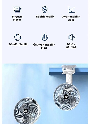 Pratik Şarjlı Klipsli Masa Fanı - Görsel 4
