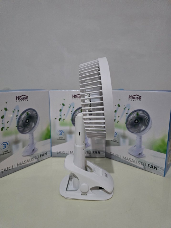 Pratik Şarjlı Klipsli Masa Fanı - Görsel 3