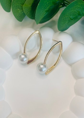 Beyaz İnci Detaylı Midi Küpe - Görsel 2