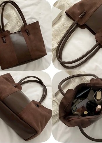 Kahverengi Süet Kemer Detaylı Kadın Çanta - Görsel 2