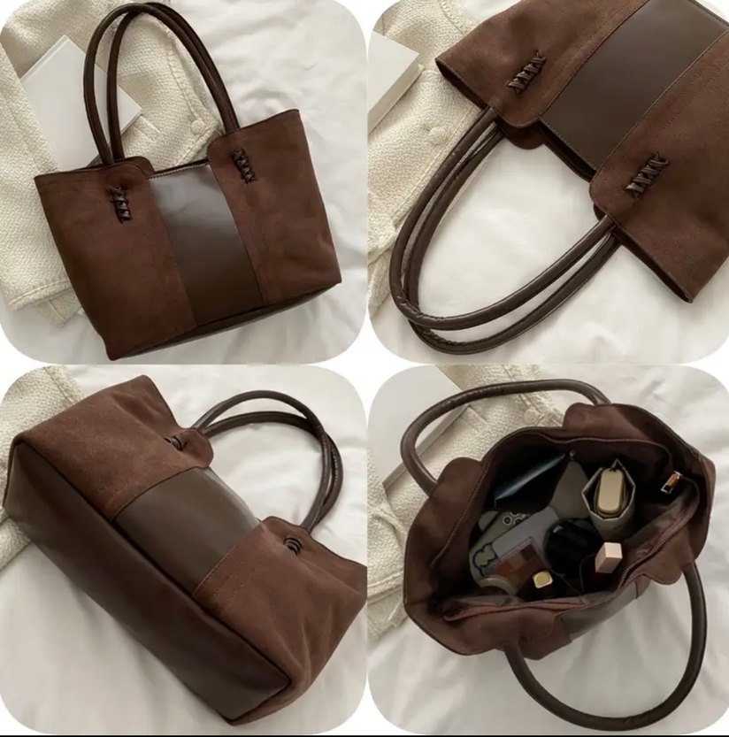 Kahverengi Süet Kemer Detaylı Kadın Çanta - Görsel 2