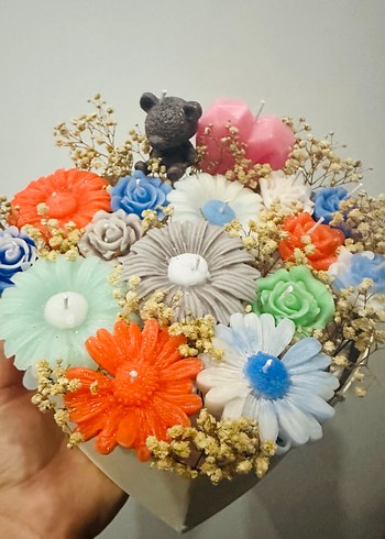 Çiçek Şeklinde Renkli Mum Seti - Görsel 4