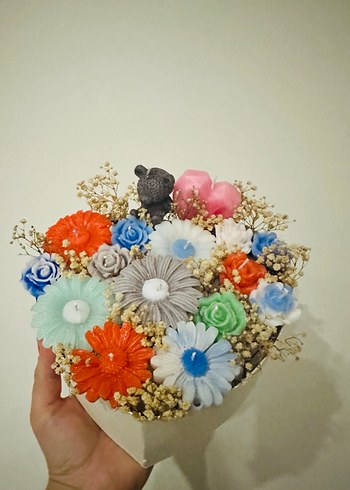 Çiçek Şeklinde Renkli Mum Seti - Görsel 2