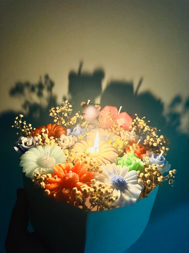 Çiçek Şeklinde Renkli Mum Seti - Görsel 3