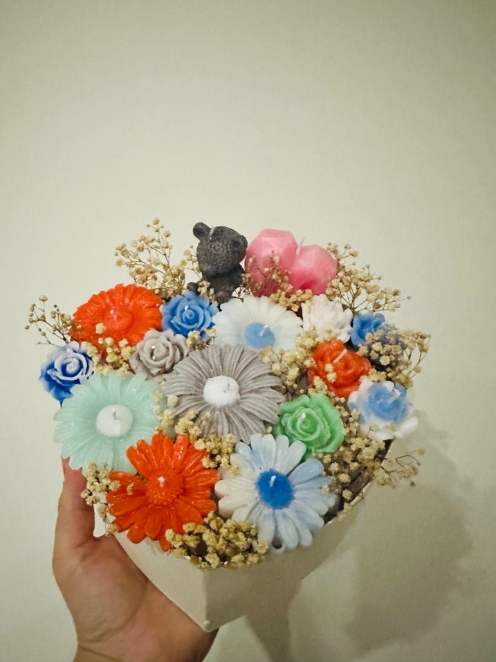 Çiçek Şeklinde Renkli Mum Seti - Görsel 2