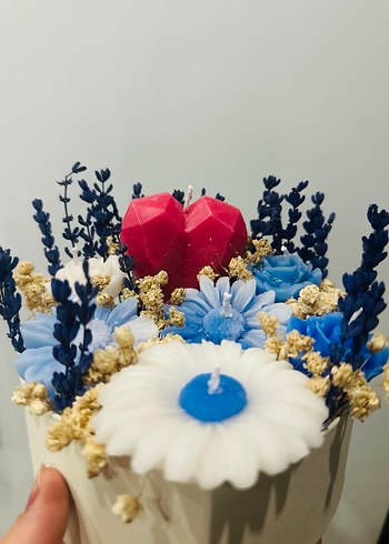 Renkli Çiçek ve Kalp Mum Seti - Görsel 5