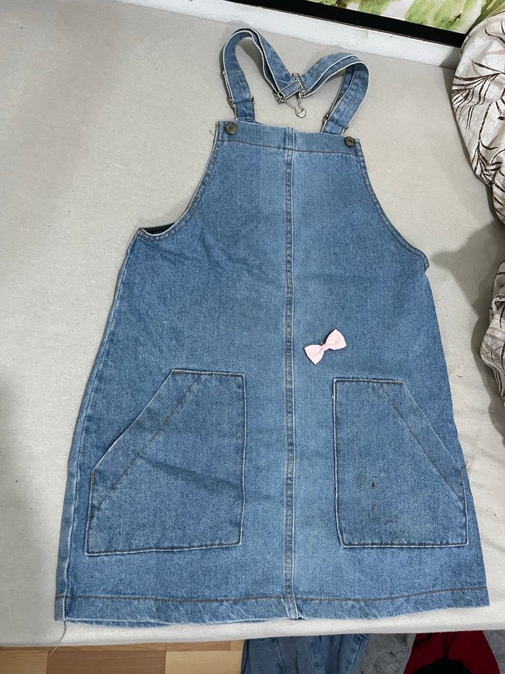 Kadın Mavi Denim Kısa Salopet - Görsel 3