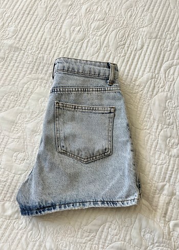 Mavi Denim Şortlu Mini Etek Rahat Kesim - Görsel 2