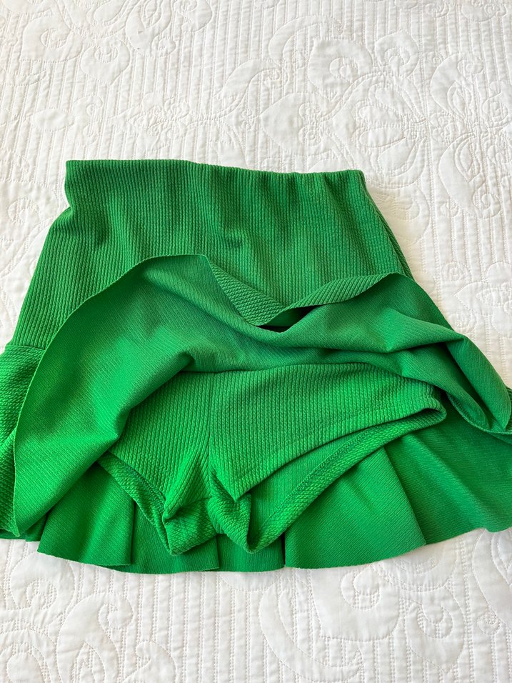 Yeşil Pileli Mini Etek - Görsel 2