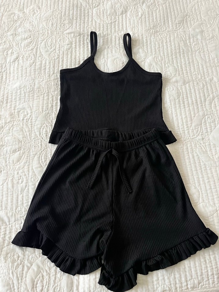 Siyah Mini Fitilli Atlet ve Şort Takım - Görsel 2