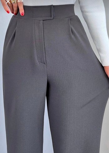 Gri Midi Kadın Kumaş Pantolon - Görsel 2