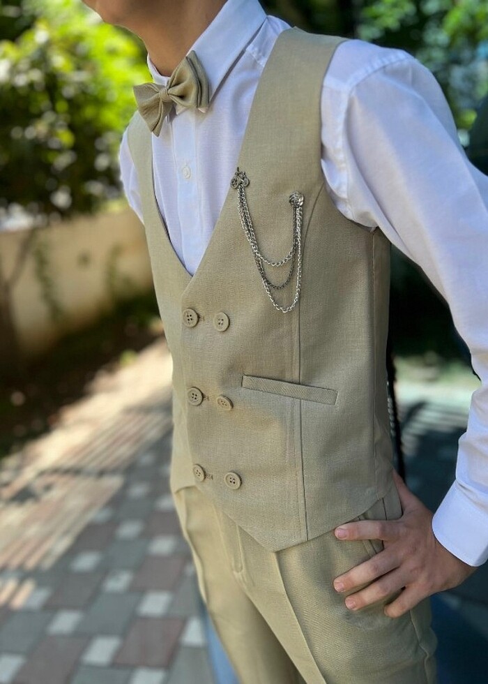 Bej rengi Yelekli takım set - Görsel 2