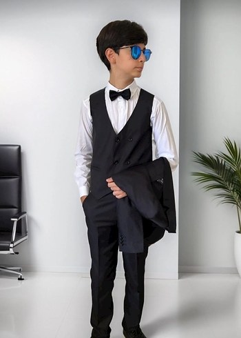 Zincir Detaylı Gri Damatlık Takım Elbise - Görsel 4