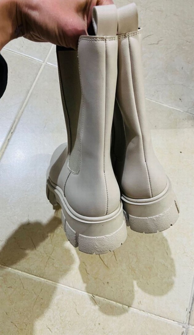 Gri Kadın Rubber Platform Topuklu Çizme - Görsel 4