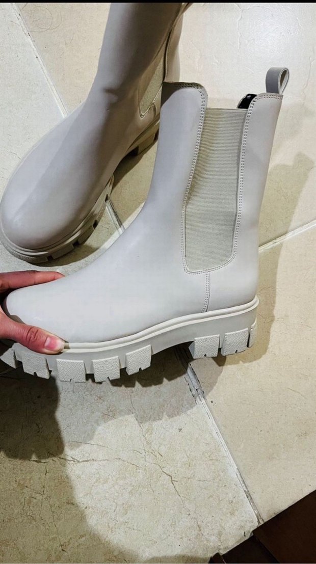 Gri Kadın Rubber Platform Topuklu Çizme - Görsel 2