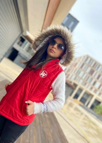 çocuk Pembe Kürklü Kış Montu - Görsel 5