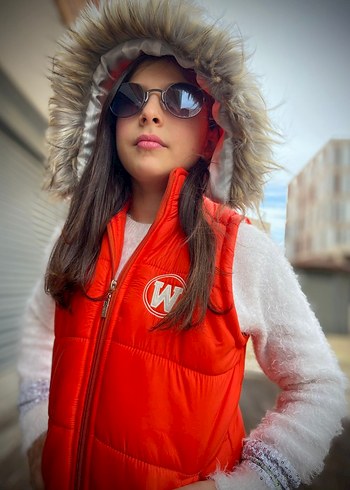 çocuk Pembe Kürklü Kış Montu - Görsel 4