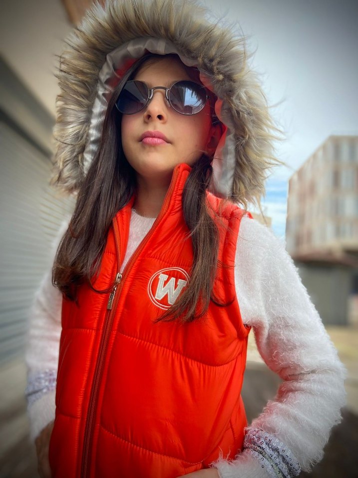 çocuk Pembe Kürklü Kış Montu - Görsel 4