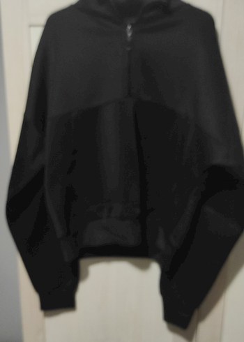 Siyah Yarım Fermuarlı Kadın Sweatshirt - Görsel 5