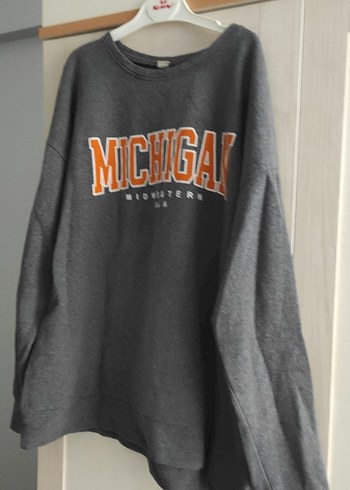 Gri Kadın Michigan Baskılı Sweatshirt - Görsel 4