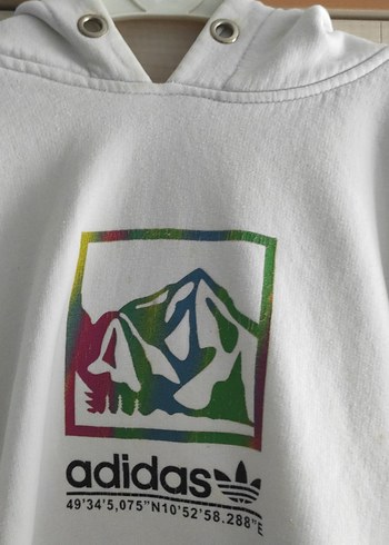 adidas Kadın Beyaz Kapüşonlu Sweatshirt - Görsel 2