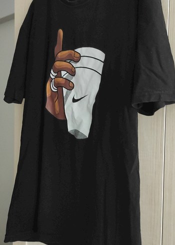 Siyah Baskılı Oversize Erkek Tişört - Görsel 4