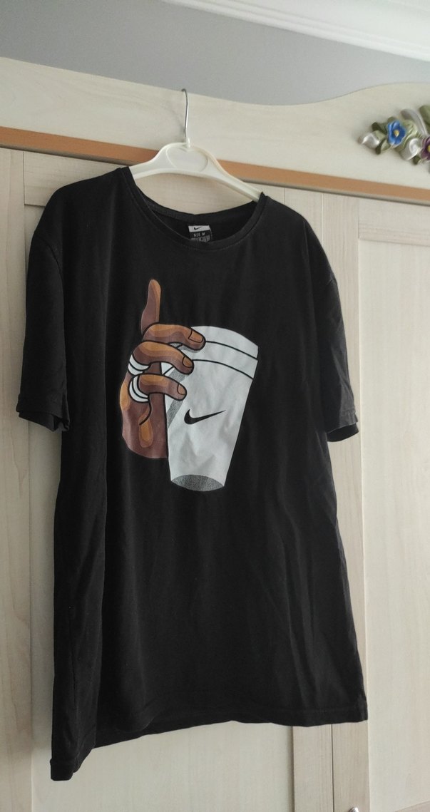 Siyah Baskılı Oversize Erkek Tişört - Görsel 2