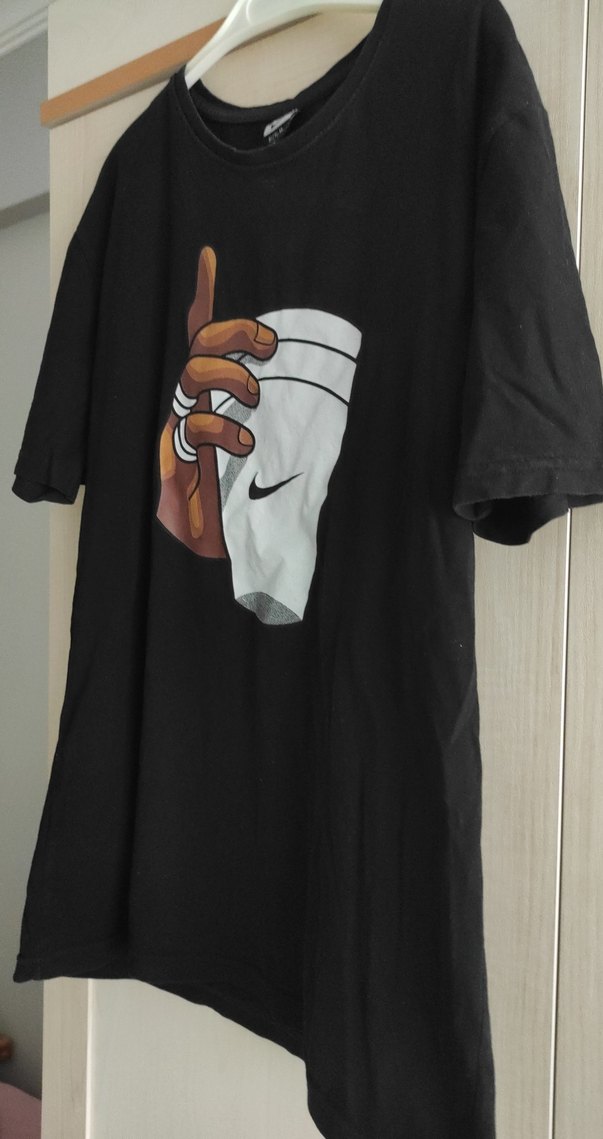 Siyah Baskılı Oversize Erkek Tişört - Görsel 4