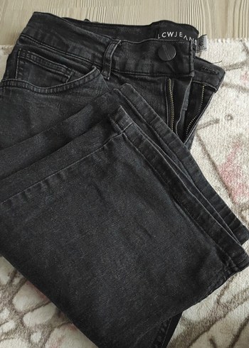 Gevşek Kesim Siyah Midi Denim Jean - Görsel 5