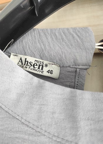 Düğmeli Uzun Kollu Gri Keten Tunik - Görsel 6