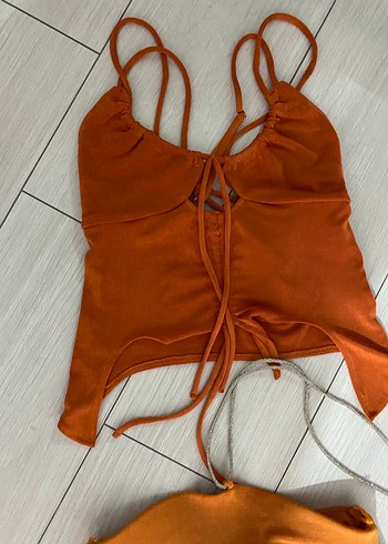 s Beden turuncu Renk Bershka yazlık takım
