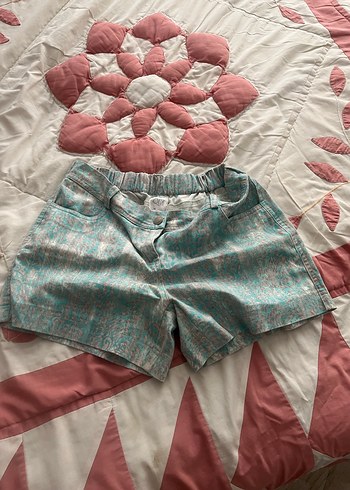 Bohem Turkuaz Mini Bağlamalı Desenli Şort - Görsel 2