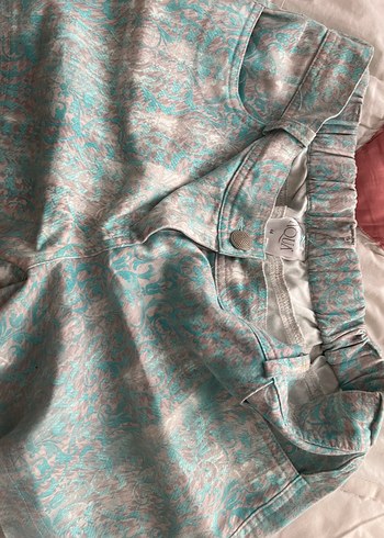 Bohem Turkuaz Mini Bağlamalı Desenli Şort - Görsel 4