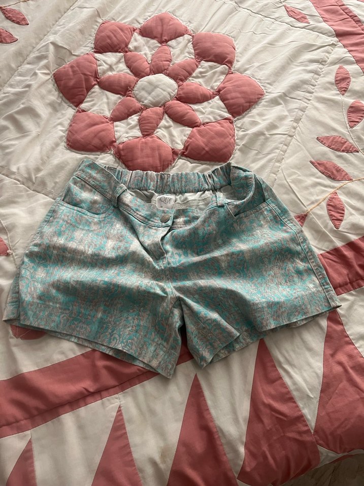 Bohem Turkuaz Mini Bağlamalı Desenli Şort - Görsel 2