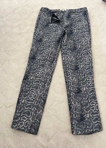 38 Beden Kadın Gri Yılan Desenli Denim Pantolon