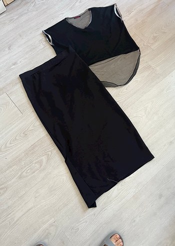 Nakışlı Siyah Uzun takım - Görsel 4