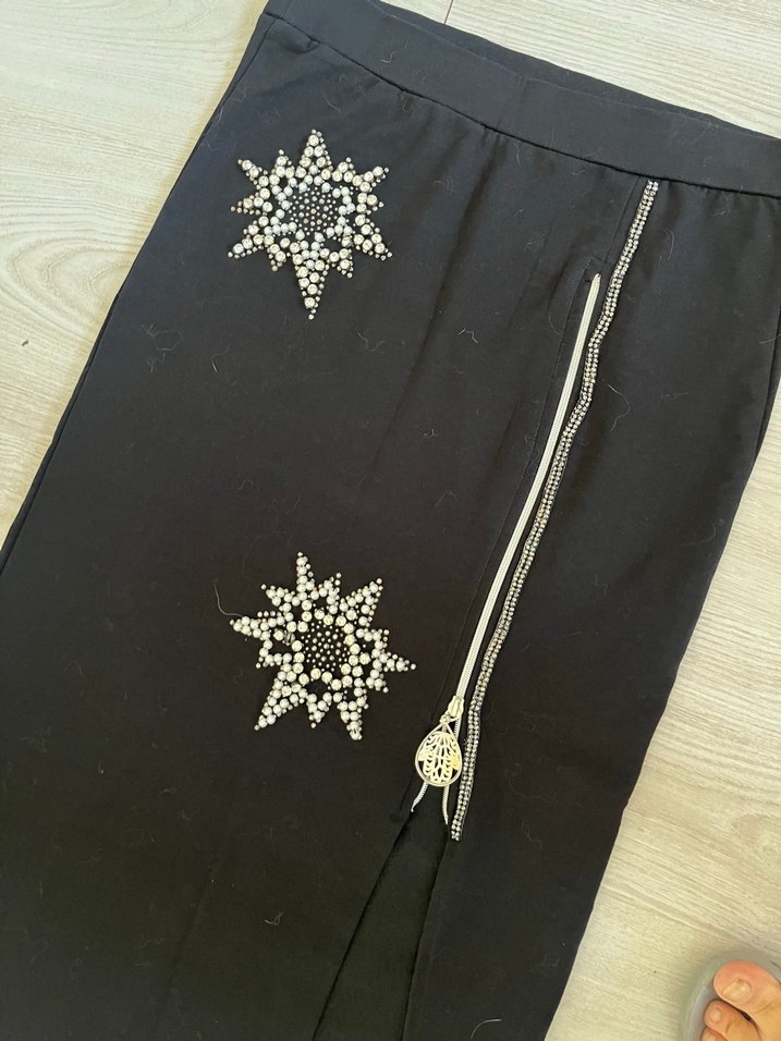 Nakışlı Siyah Uzun takım - Görsel 5
