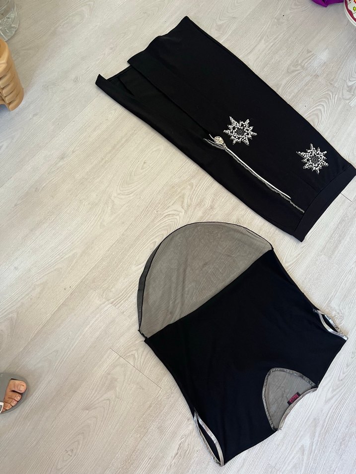 Nakışlı Siyah Uzun takım - Görsel 2