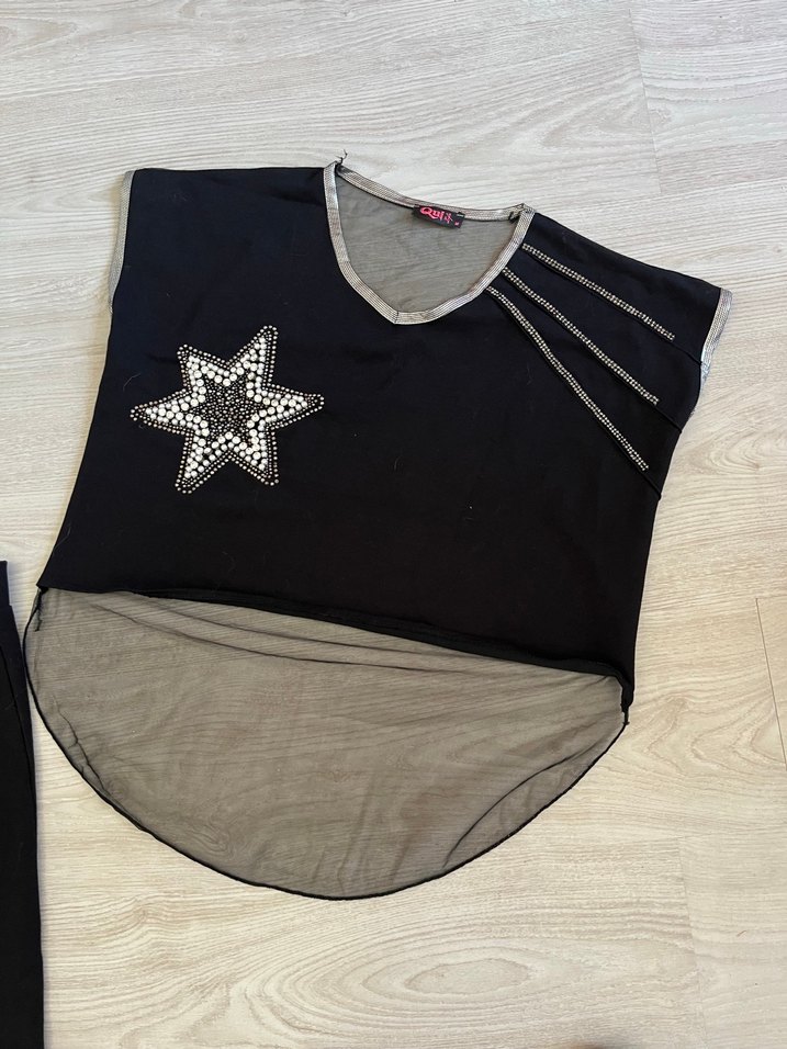 Nakışlı Siyah Uzun takım - Görsel 3