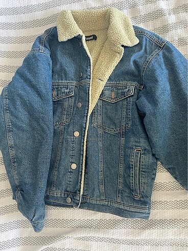 Unisex Peluş kot ceket
