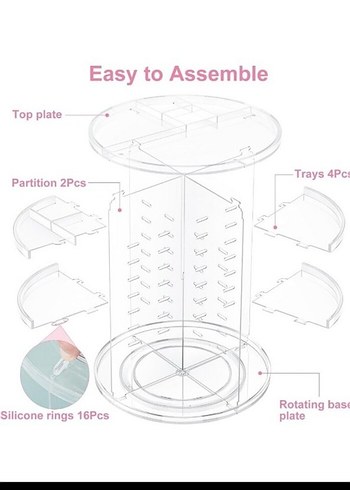 Diger 360° Döner Makyaj Organizeri Bej - Görsel 9