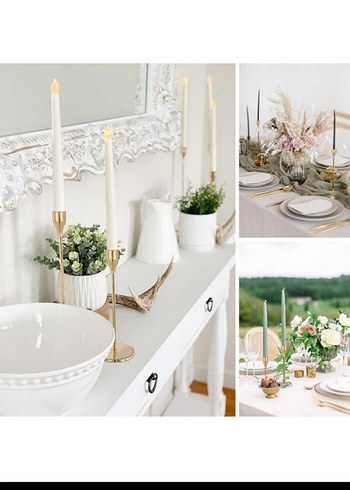 Altın Renk Üçlü Metal Mumluk Seti - Görsel 3