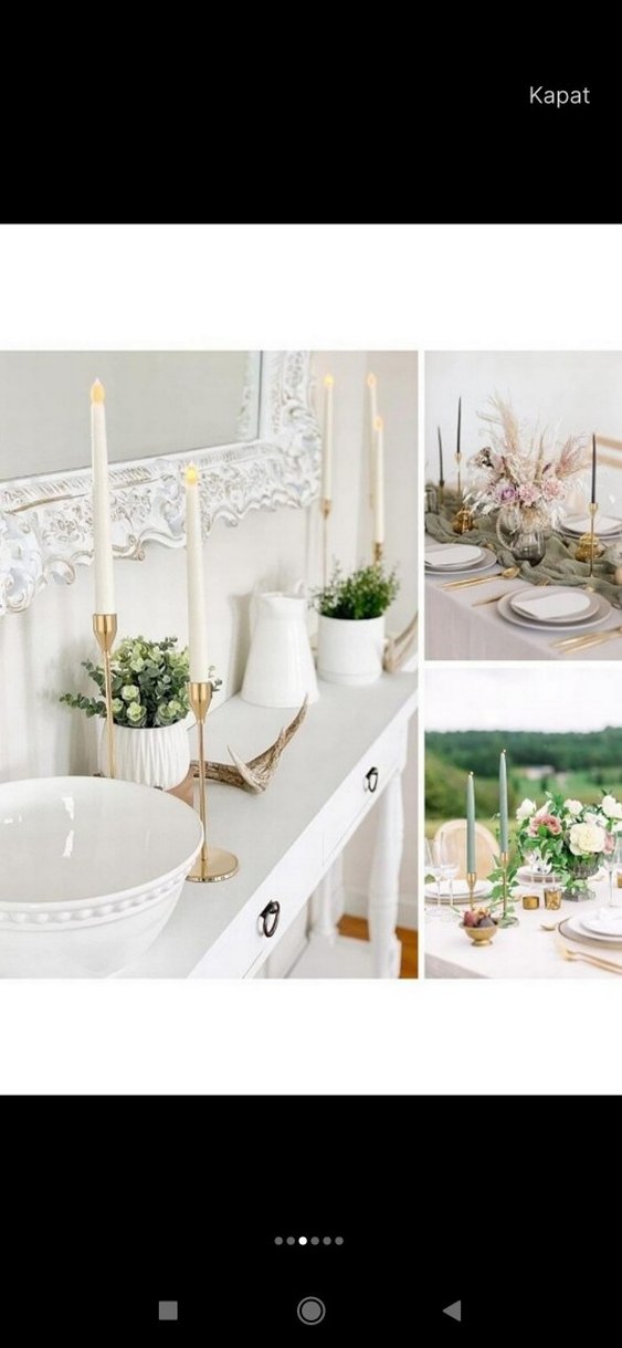 Altın Renk Üçlü Metal Mumluk Seti - Görsel 3