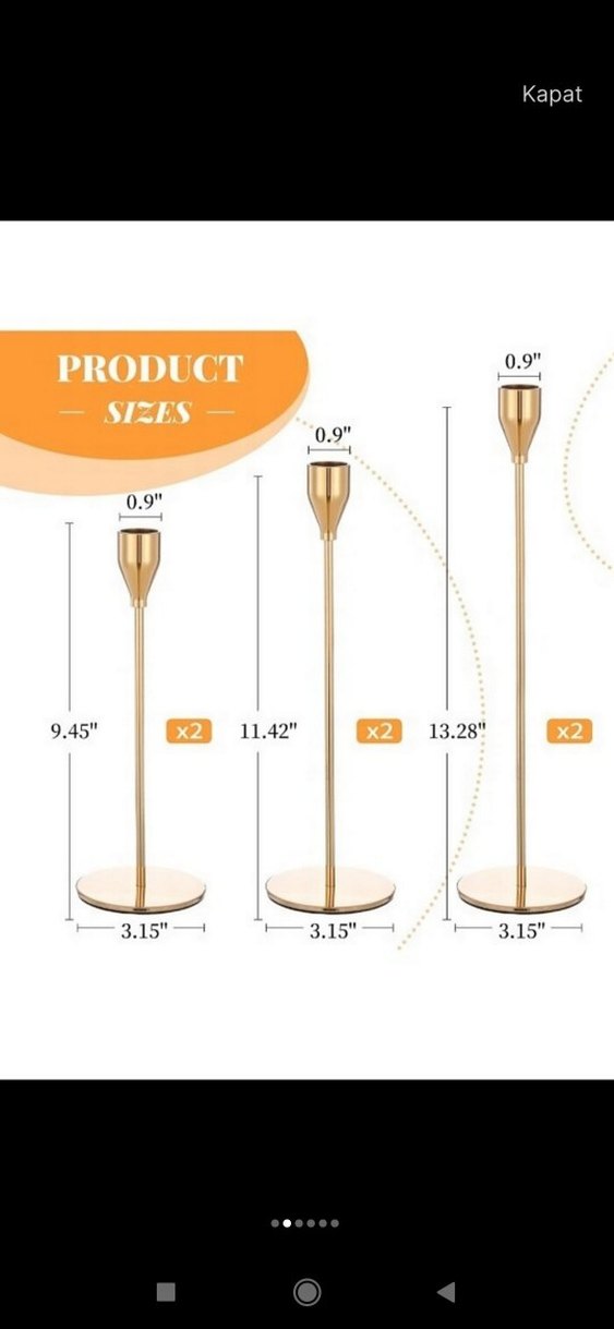 Altın Renk Üçlü Metal Mumluk Seti - Görsel 2